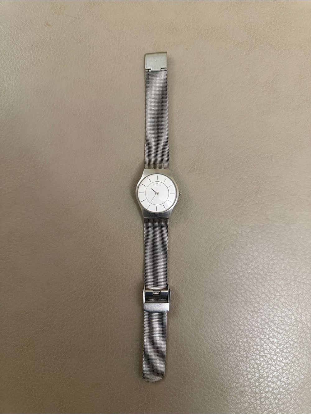 Skagen Silver Mesh Women's Watch with White Dial